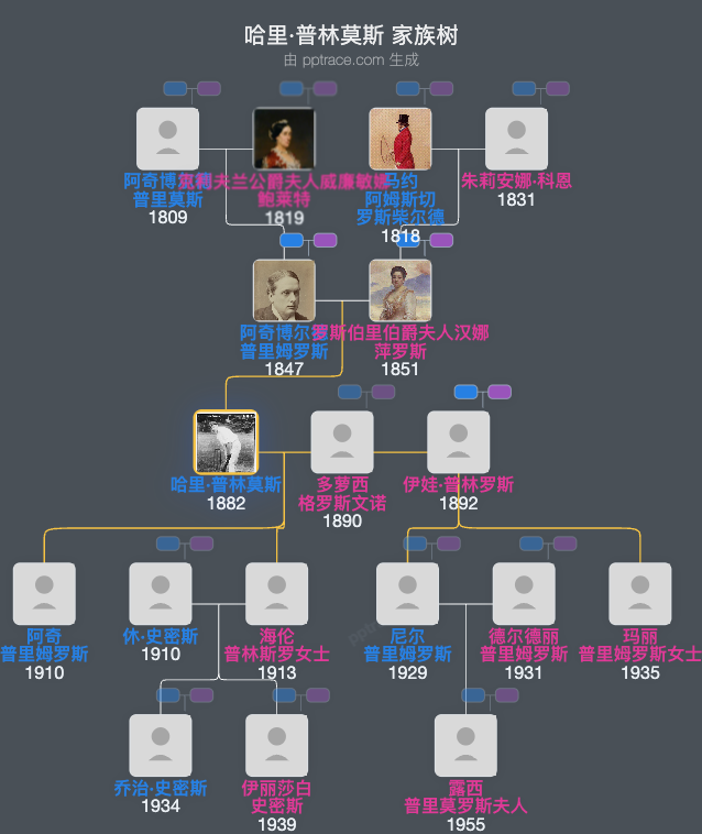 哈里·普林莫斯，玫瑰伯第六代伯爵家族树全览
