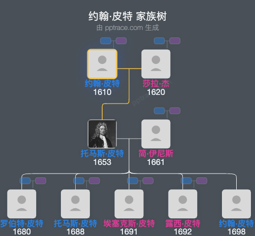 约翰·皮特家族树全览
