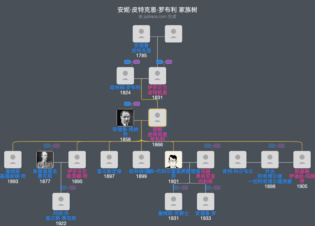 安妮·皮特克恩·罗布利家族树全览