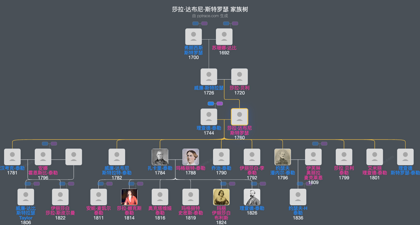 莎拉·达布尼·斯特罗瑟家族树全览