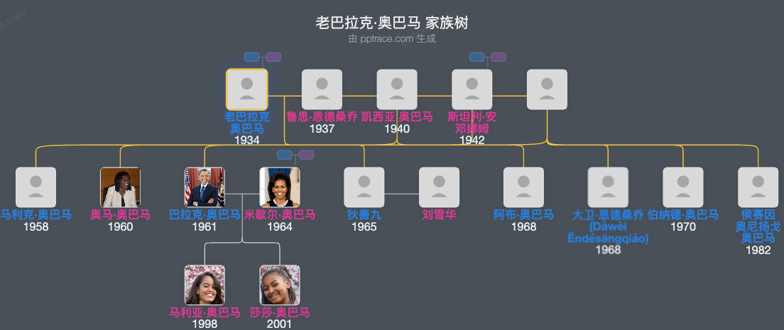 老巴拉克·奥巴马 家族树全览