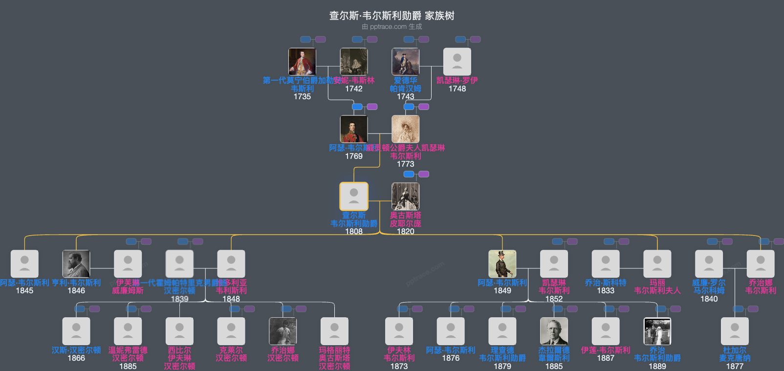 查尔斯·韦尔斯利勋爵家族树全览