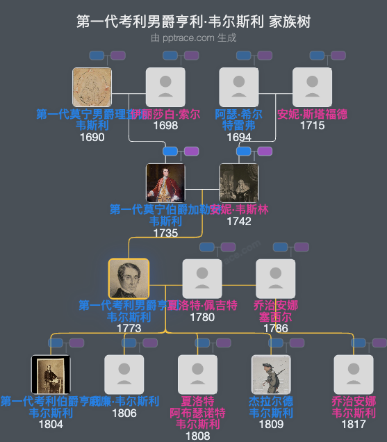 第一代考利男爵亨利·韦尔斯利家族树全览