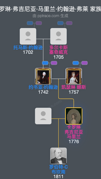 卡罗琳·弗吉尼亚·马里兰·约翰逊·弗莱家族树全览