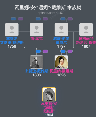 瓦里娜·安·“溫妮”·戴維斯家族树全览