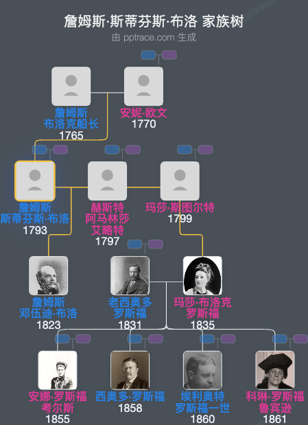 詹姆斯·斯蒂芬斯·布洛家族树全览