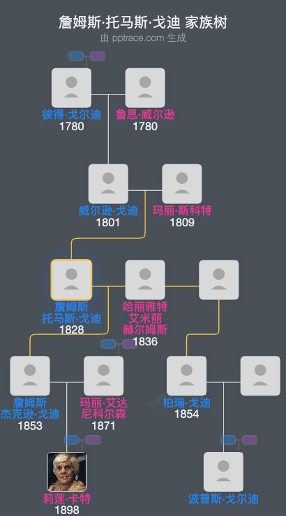 詹姆斯·托马斯·戈迪家族树全览