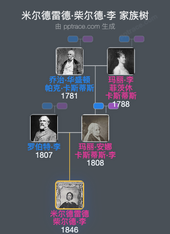 米尔德雷德·柴尔德·李家族树全览