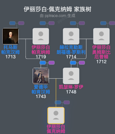 伊丽莎白·佩克纳姆家族树全览