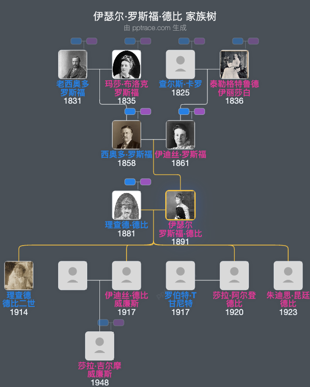 伊瑟尔·罗斯福·德比家族树全览