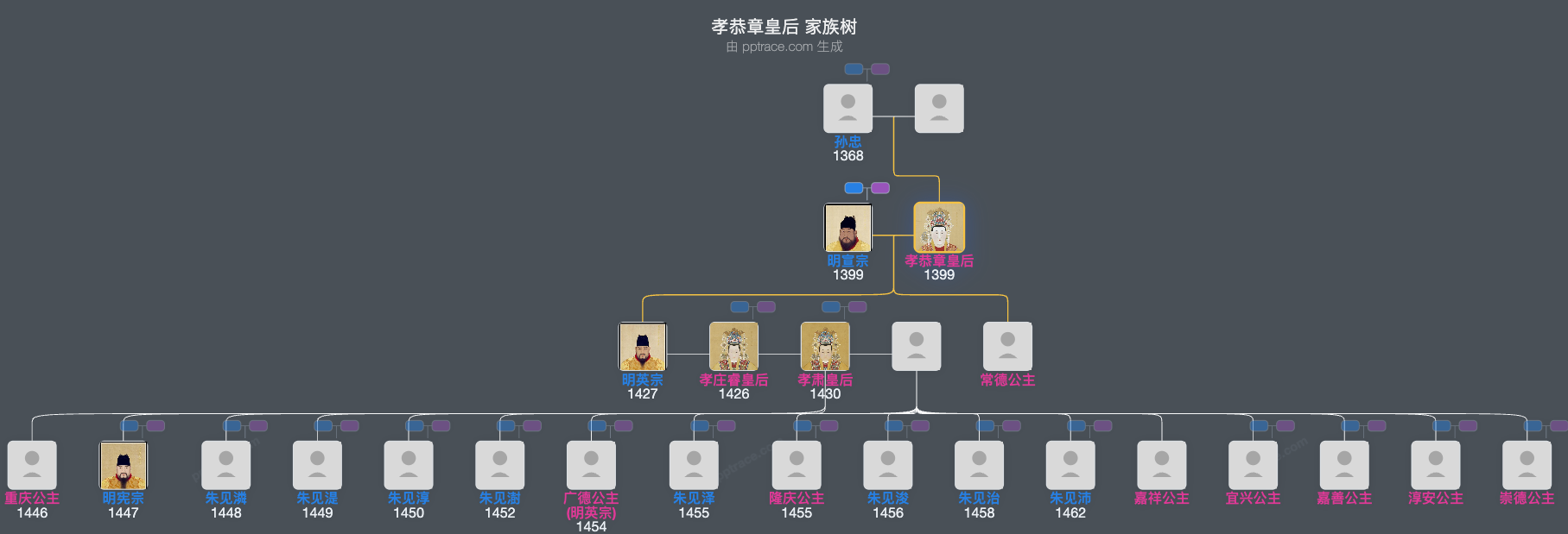 孝恭章皇后家族树全览
