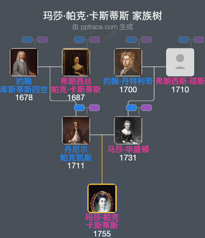 玛莎·帕克·卡斯蒂斯家族树全览