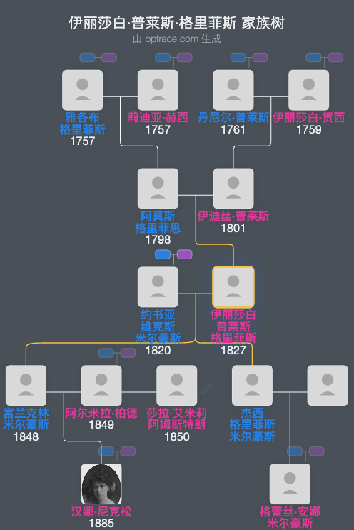 伊丽莎白·普莱斯·格里菲斯家族树全览