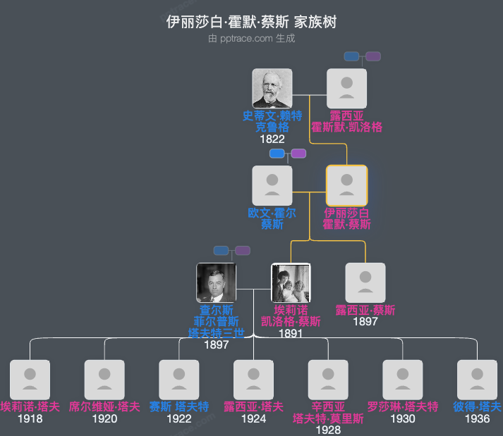 伊丽莎白·霍默·蔡斯家族树全览