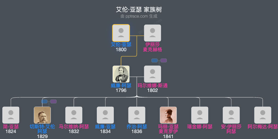 艾伦·亚瑟家族树全览