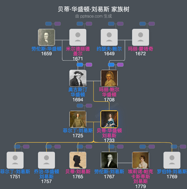 贝蒂·华盛顿·刘易斯家族树全览