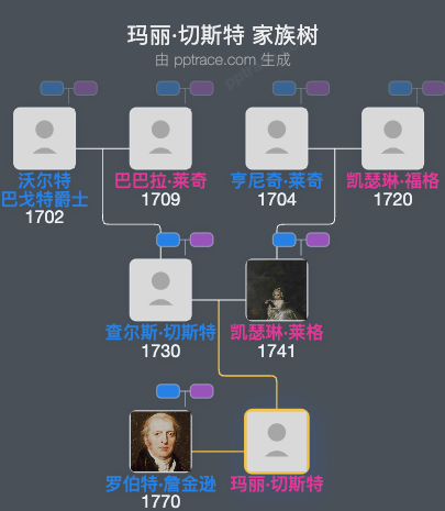 玛丽·切斯特家族树全览