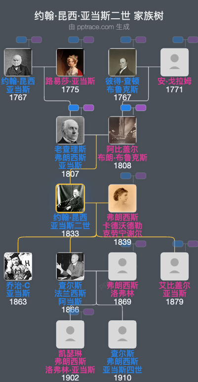 约翰·昆西·亚当斯二世家族树全览