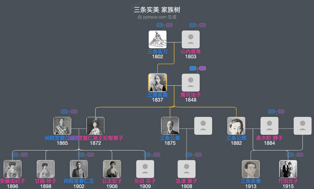 三条实美家族树全览