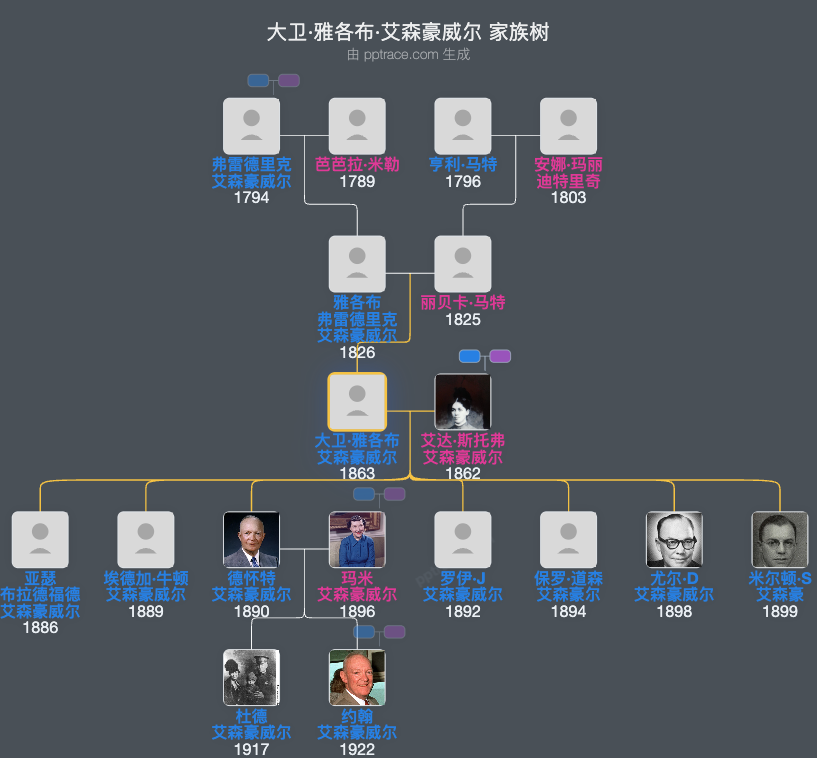 大卫·雅各布·艾森豪威尔家族树全览