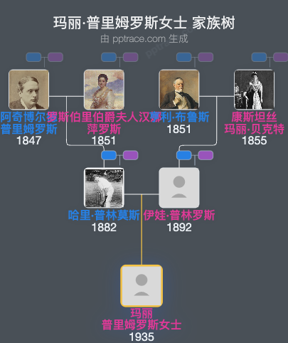 玛丽·普里姆罗斯女士家族树全览