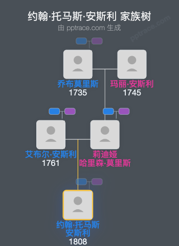 约翰·托马斯·安斯利家族树全览