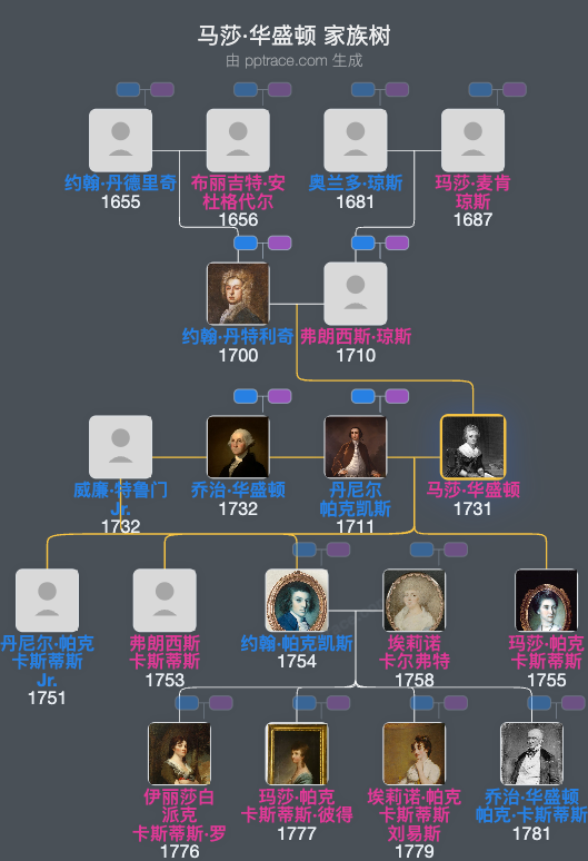 马莎·华盛顿家族树全览