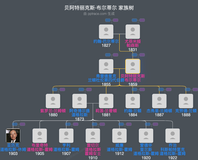 贝阿特丽克斯·布尔蒂尔家族树全览