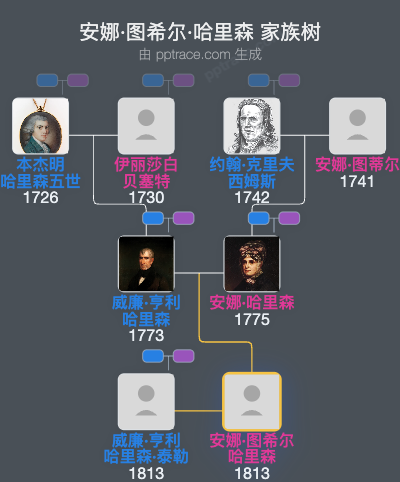 安娜·图希尔·哈里森家族树全览