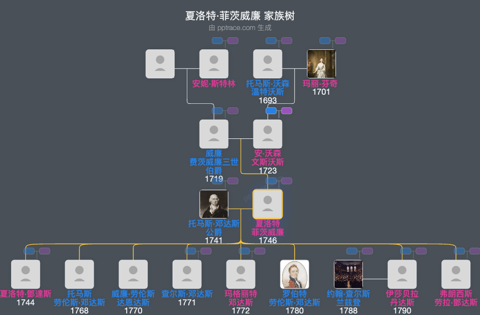夏洛特·菲茨威廉家族树全览
