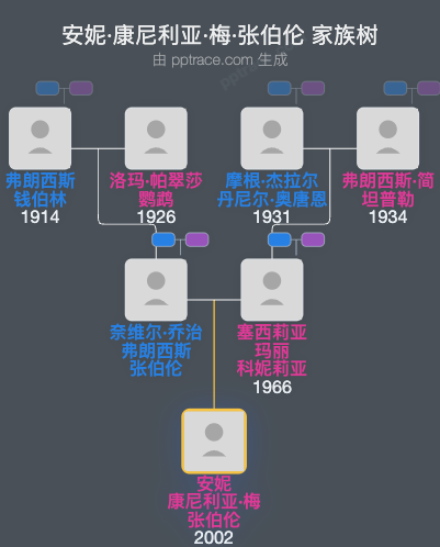 安妮·康尼利亚·梅·张伯伦家族树全览