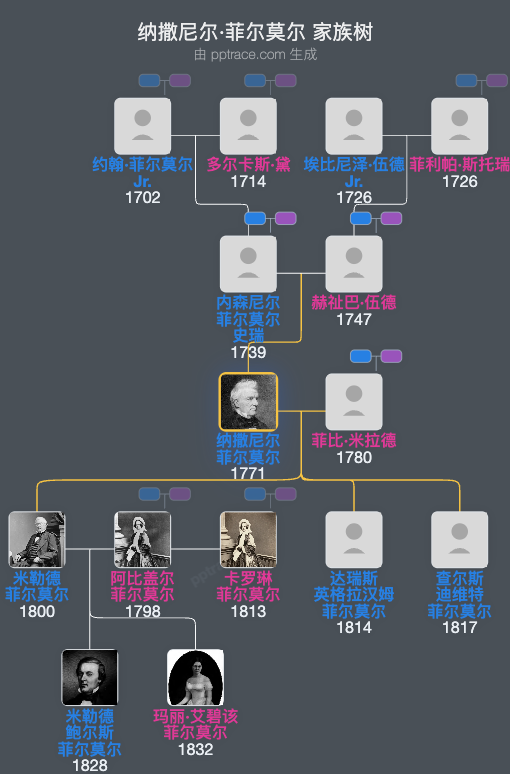纳撒尼尔·菲尔莫尔家族树全览