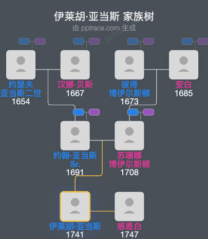 伊莱胡·亚当斯家族树全览