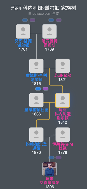 玛丽·科内利娅·谢尔顿家族树全览