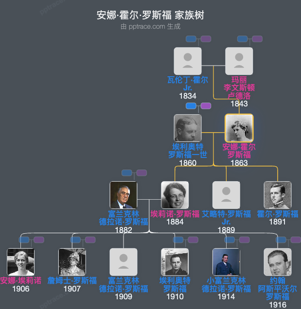 安娜·霍尔·罗斯福家族树全览
