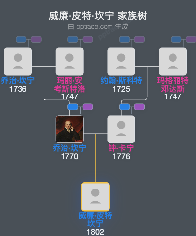 威廉·皮特·坎宁家族树全览