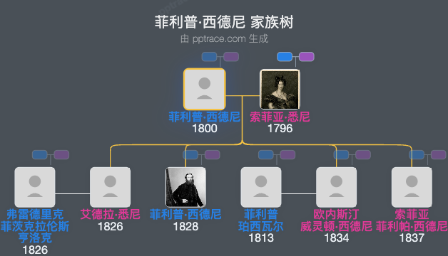 菲利普·西德尼，第一代德莱恩斯尔和达德利男爵家族树全览