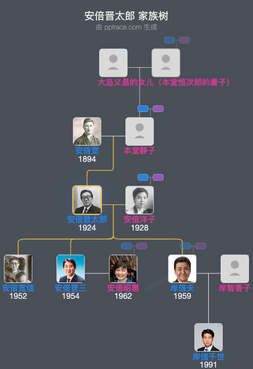 安倍晋太郎家族树全览