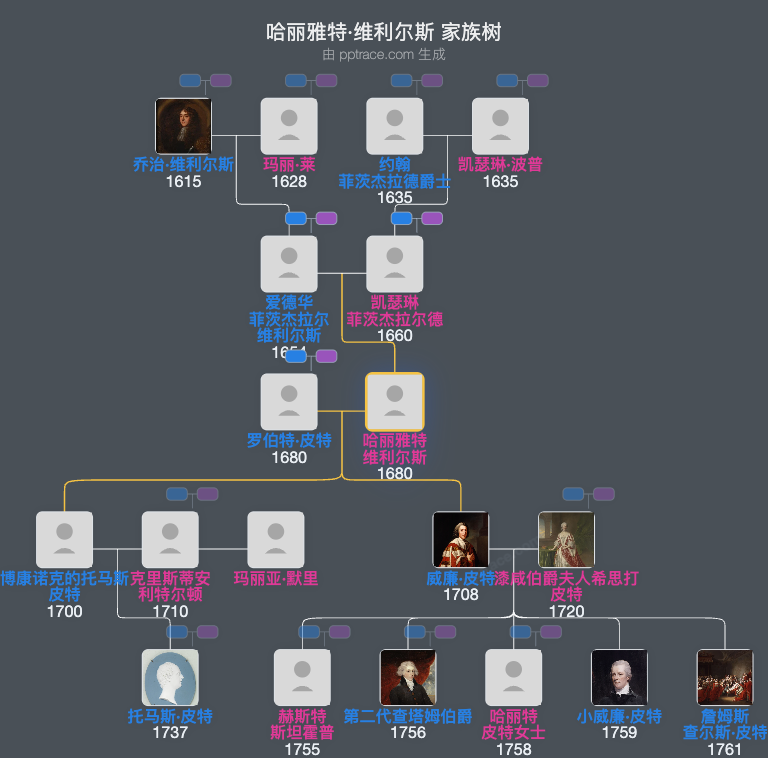 哈丽雅特·维利尔斯家族树全览
