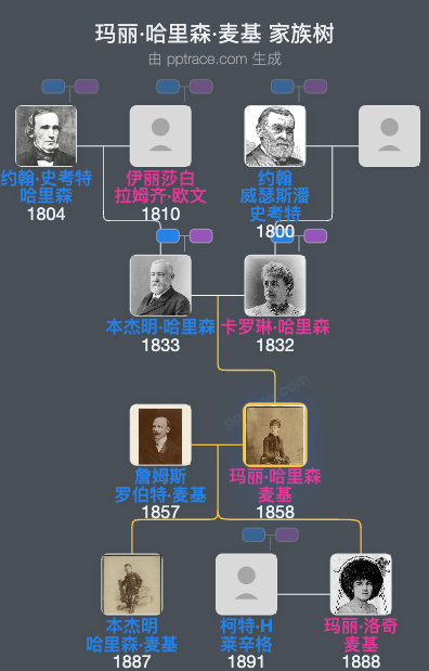 玛丽·哈里森·麦基家族树全览