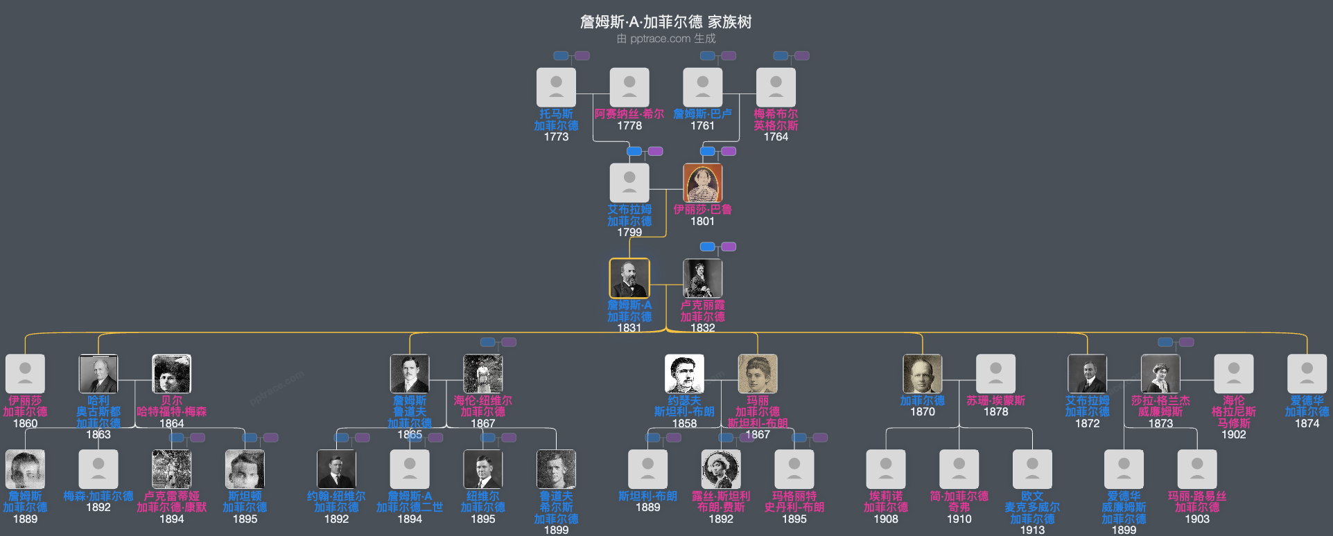 詹姆斯·A·加菲尔德家族树全览