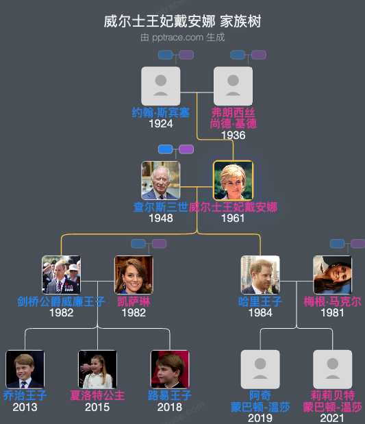 威尔士王妃戴安娜 家族树全览