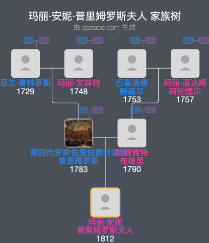 玛丽·安妮·普里姆罗斯夫人家族树全览