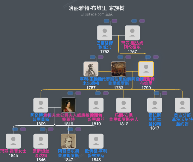 哈丽雅特·布维里家族树全览