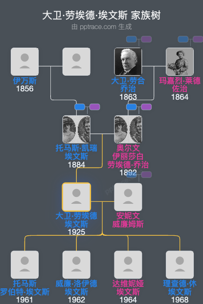 大卫·劳埃德·埃文斯家族树全览