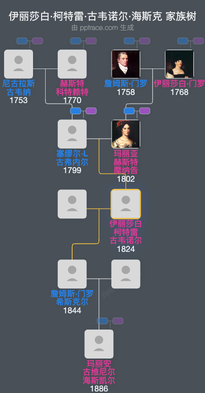 伊丽莎白·柯特雷·古韦诺尔·海斯克家族树全览