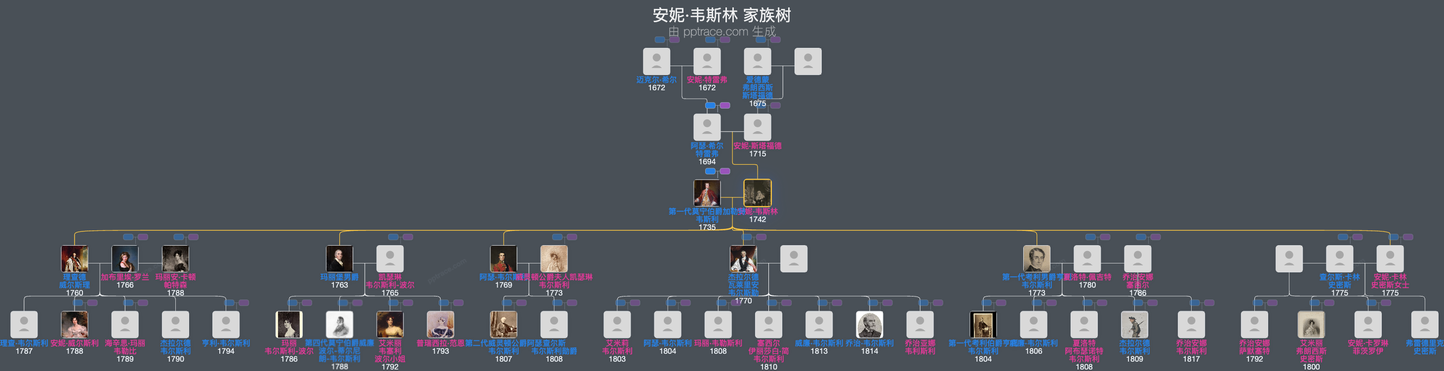 安妮·韦斯林家族树全览