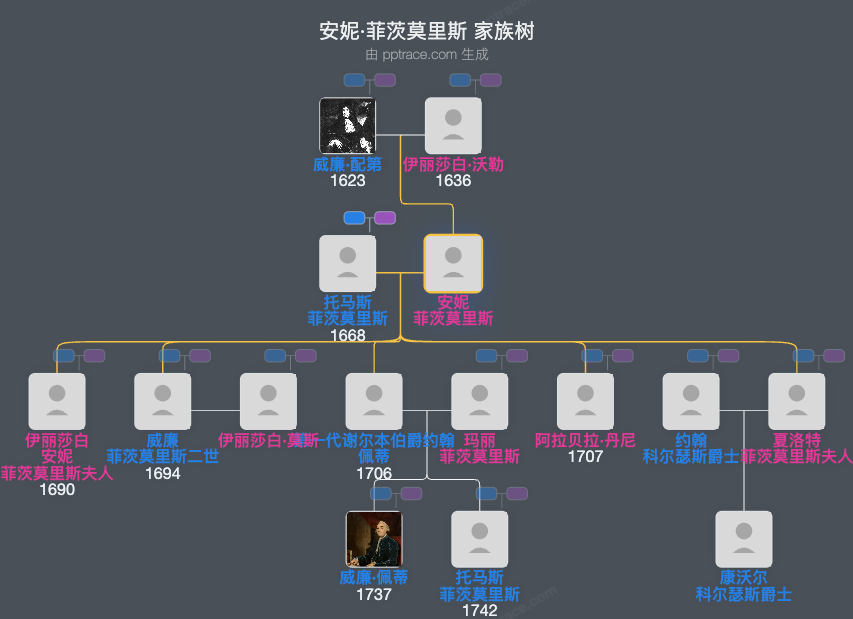 安妮·菲茨莫里斯家族树全览