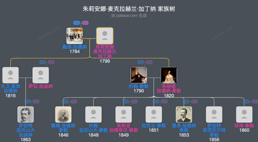 朱莉安娜·麦克拉赫兰·加丁纳家族树全览