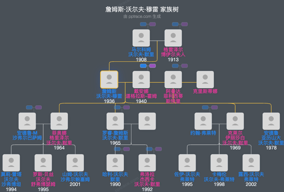 詹姆斯·沃尔夫·穆雷家族树全览